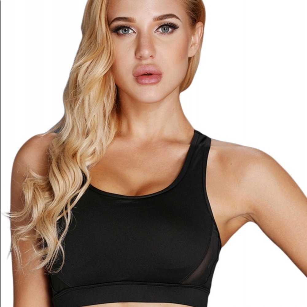 Black Sports Bras with Hollowed Out Back